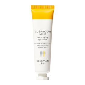 Beekman 1802 Mushroom Goat Milk Eye Cream tube showing daily eye care hydration.