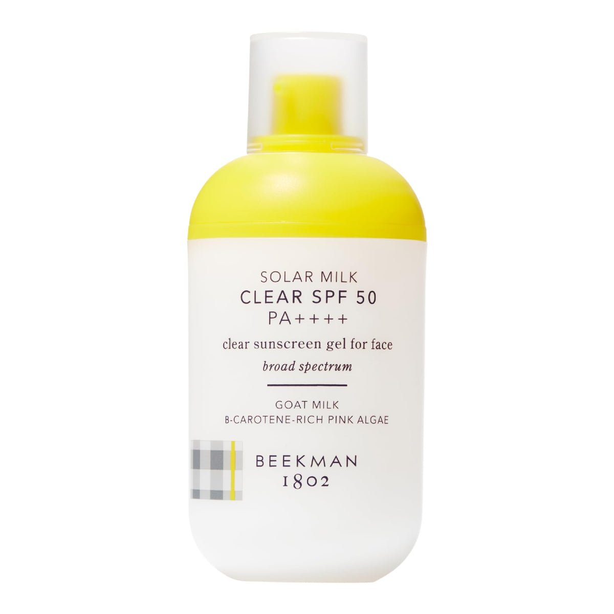 Beekman 1802 Solar Milk SPF 50 pump bottle, easy daily protection