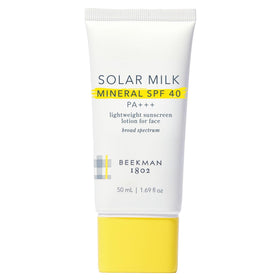 Beekman 1802 Solar Milk SPF 40 tube front view with daily protection.