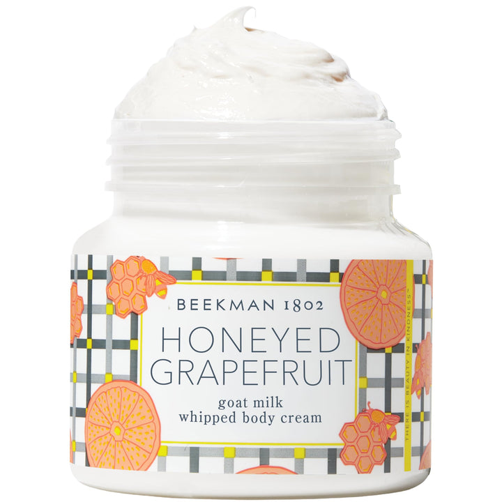 Beekman 1802 Whipped Body Cream bottle showing fast absorbing hydration
