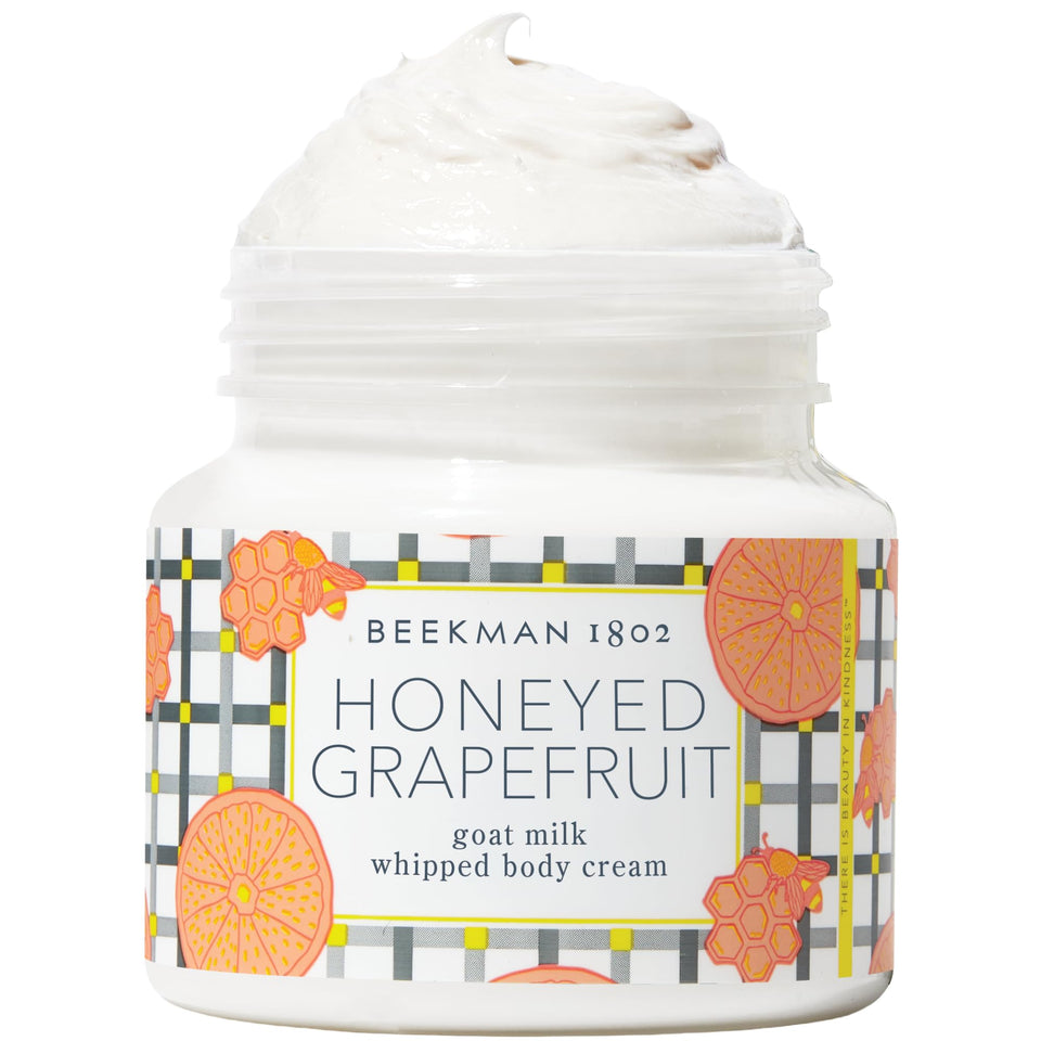 Beekman 1802 Whipped Body Cream bottle showing fast absorbing hydration