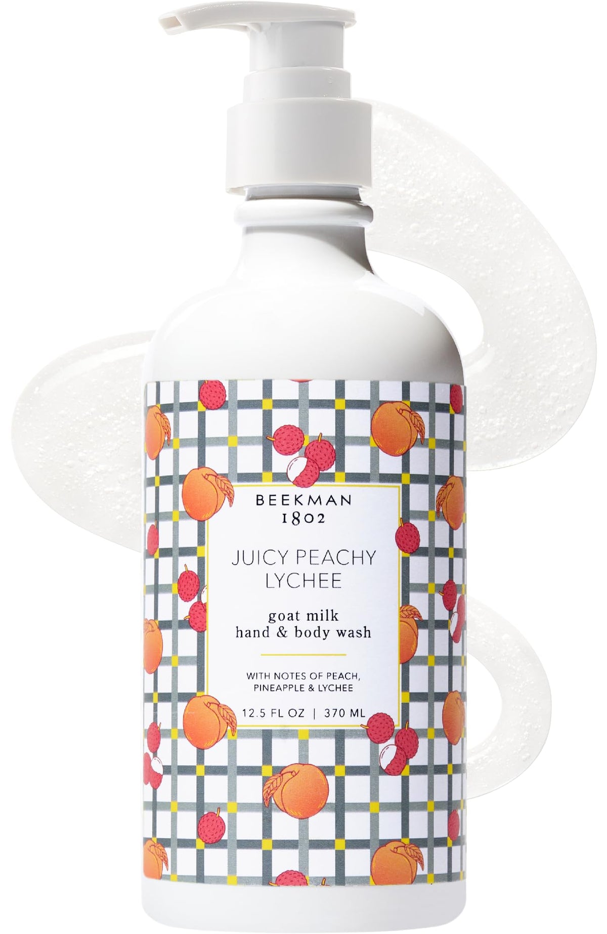 Beekman 1802 Goat Milk Hand Soap in amber bottle, highlighting gentle hydration for sensitive skin.