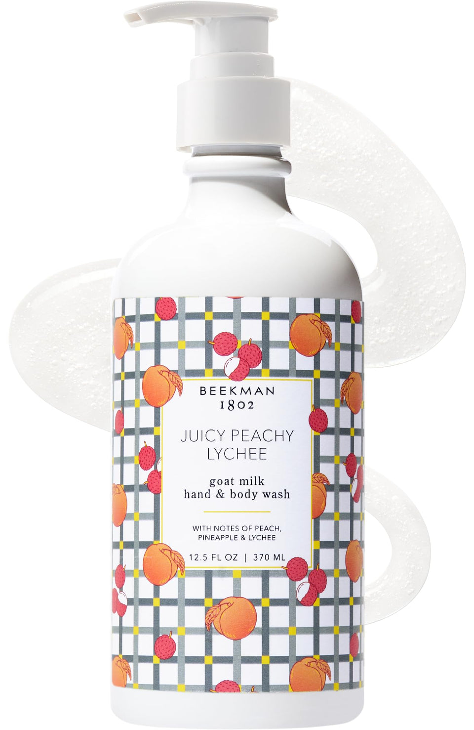 Beekman 1802 Goat Milk Hand Soap in amber bottle, highlighting gentle hydration for sensitive skin.