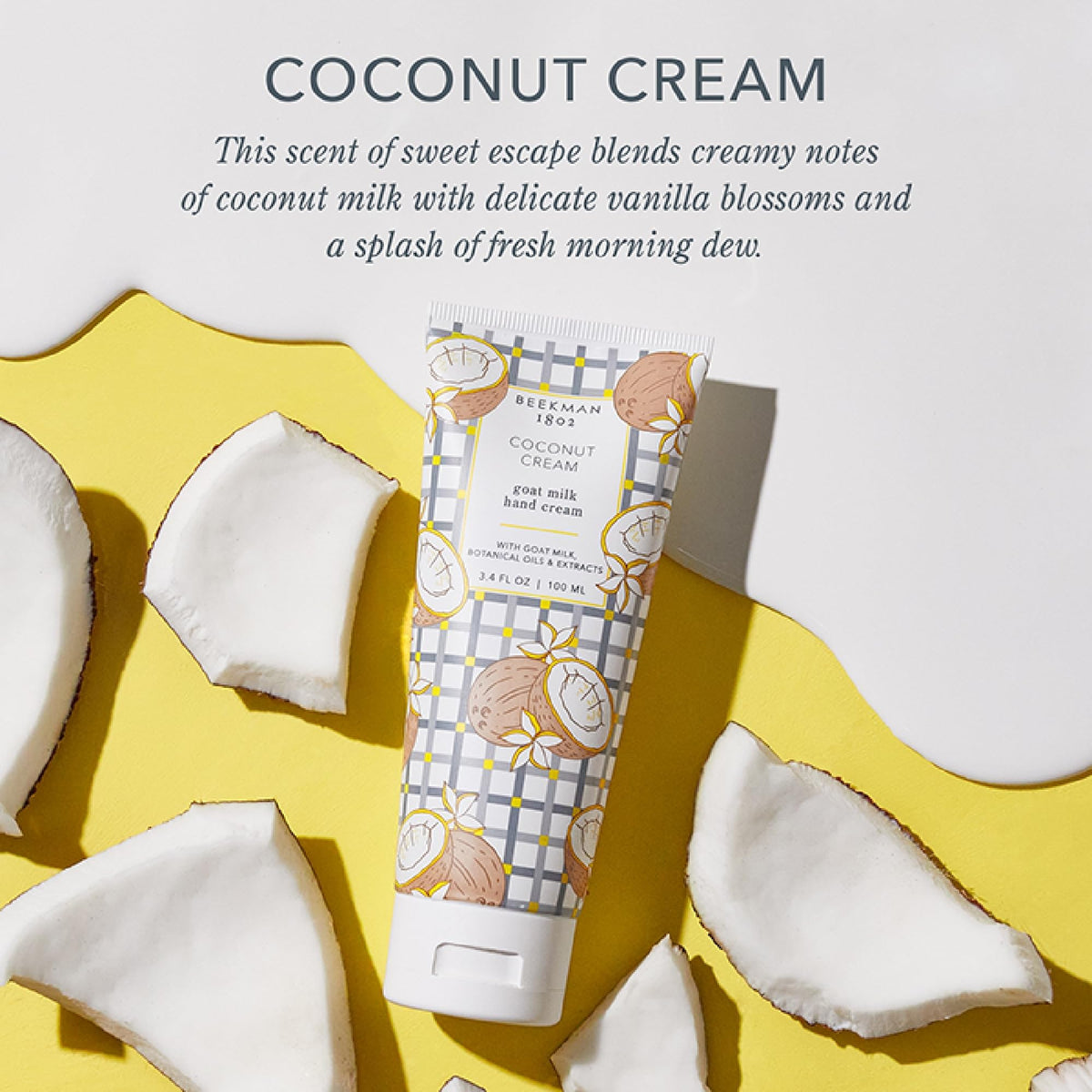 Beekman 1802 hand cream application close-up showing soothing texture for daily use