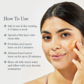 Beekman 1802 Potato Peel ingredients vector highlights lactic, lactobionic, and glycolic acids.