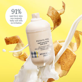 Beekman 1802 Potato Peel on bathroom shelf suggests daily life use and routine.