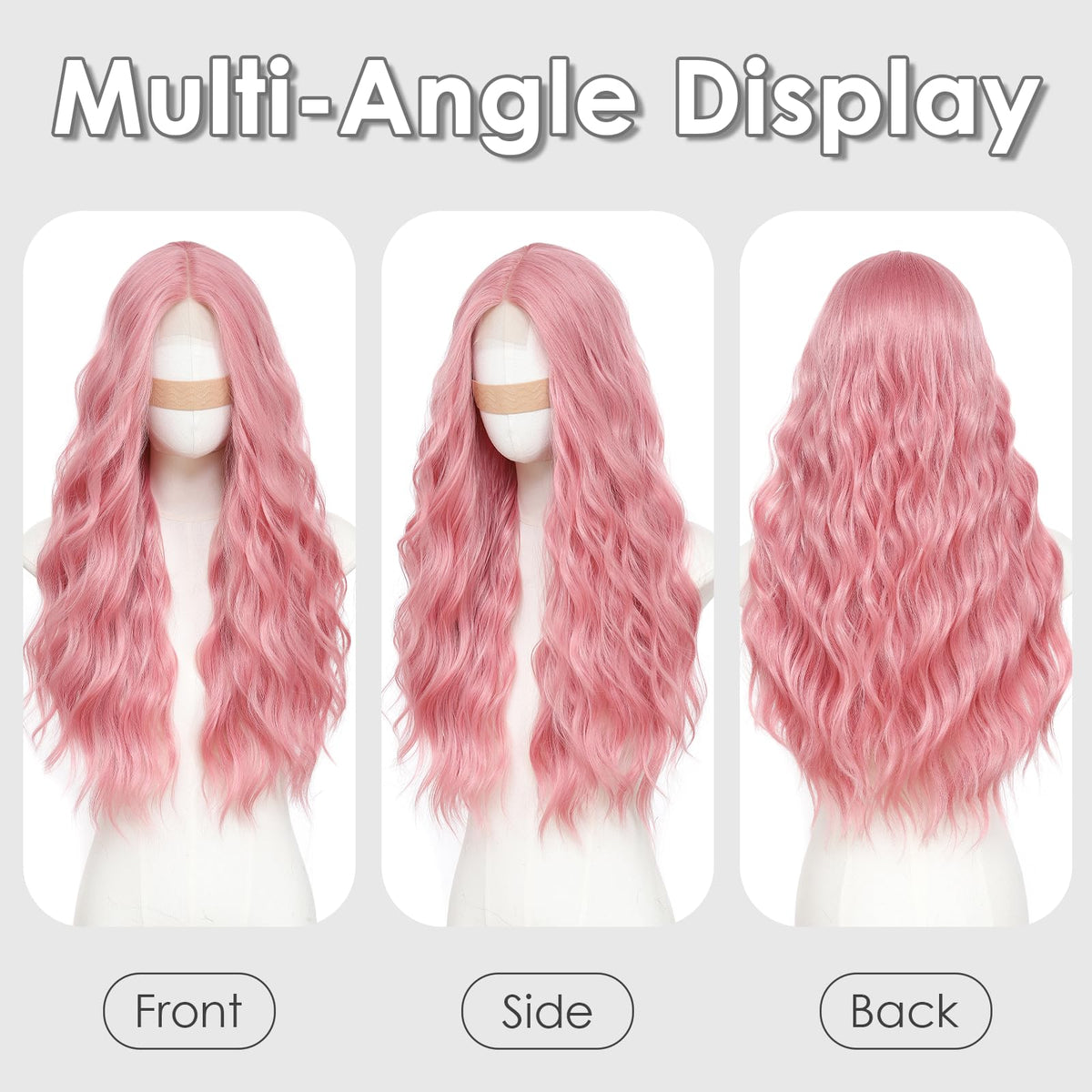 Beelu pink wig close-up shows soft heat-resistant fibers and natural shine