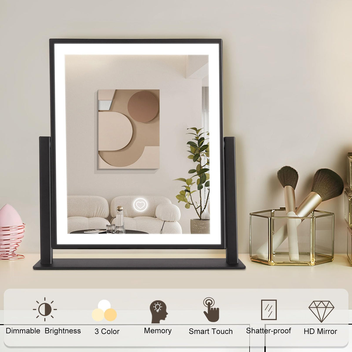 Beelux 360° rotation enables perfect angle during makeup routine