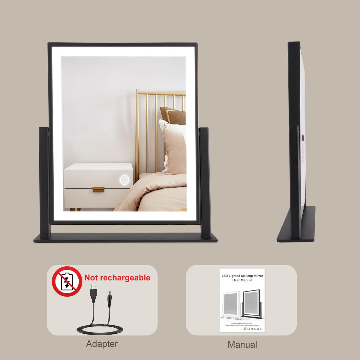 Beelux mirror uses USB power for convenient setup
