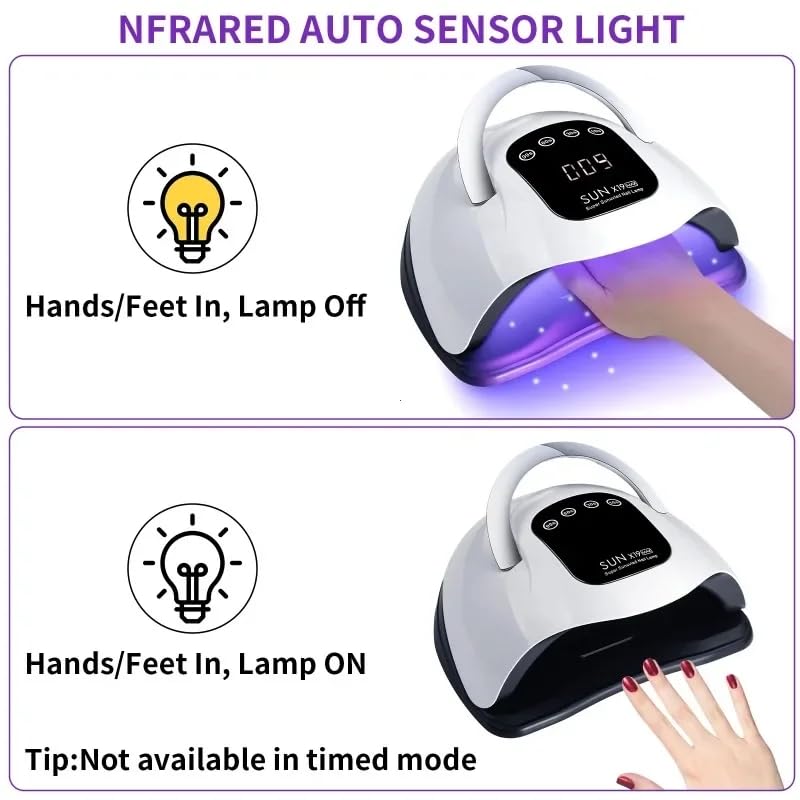 BEENLE 320W nail lamp spacious interior fits hands or feet comfortably