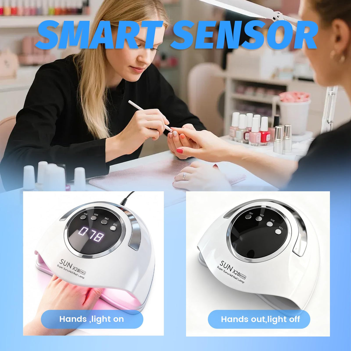 BEENLE nail lamp spacious interior fits hand or foot.