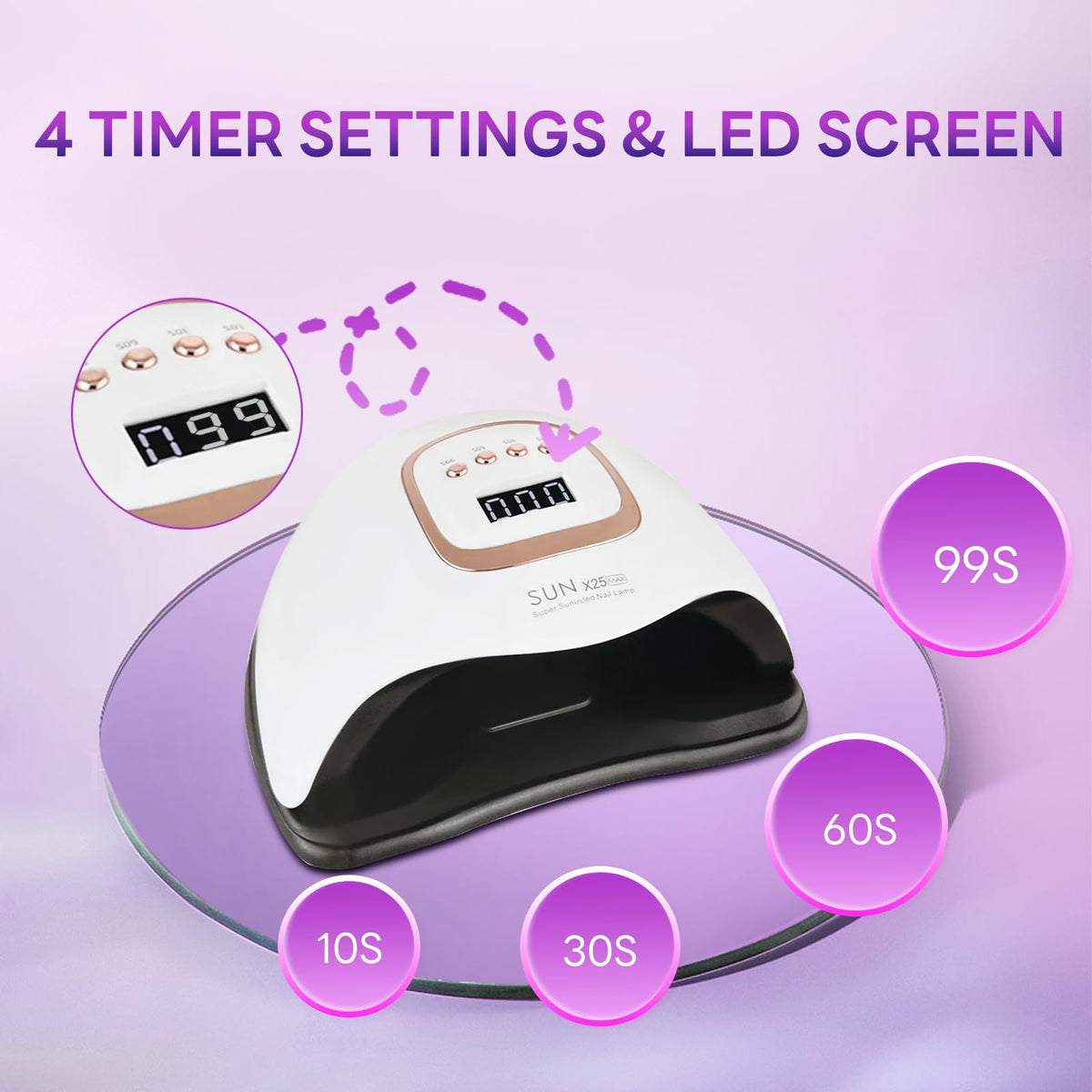 Beenle nail lamp with LED digital display and timer