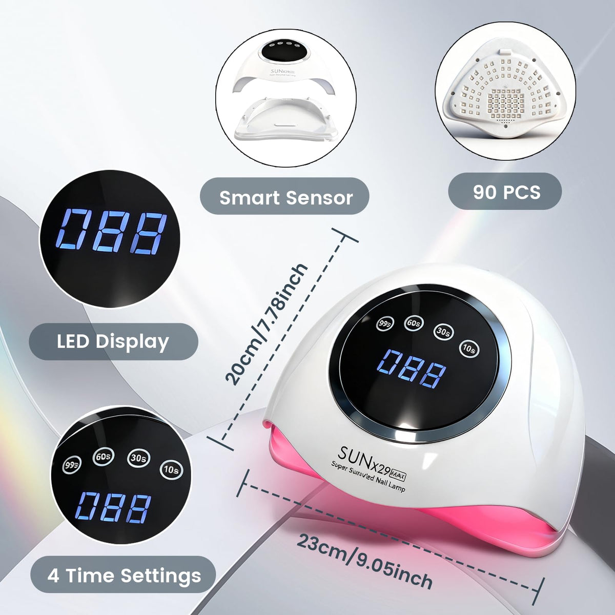 BEENLE lamp interior curing area fits hands and feet comfortably