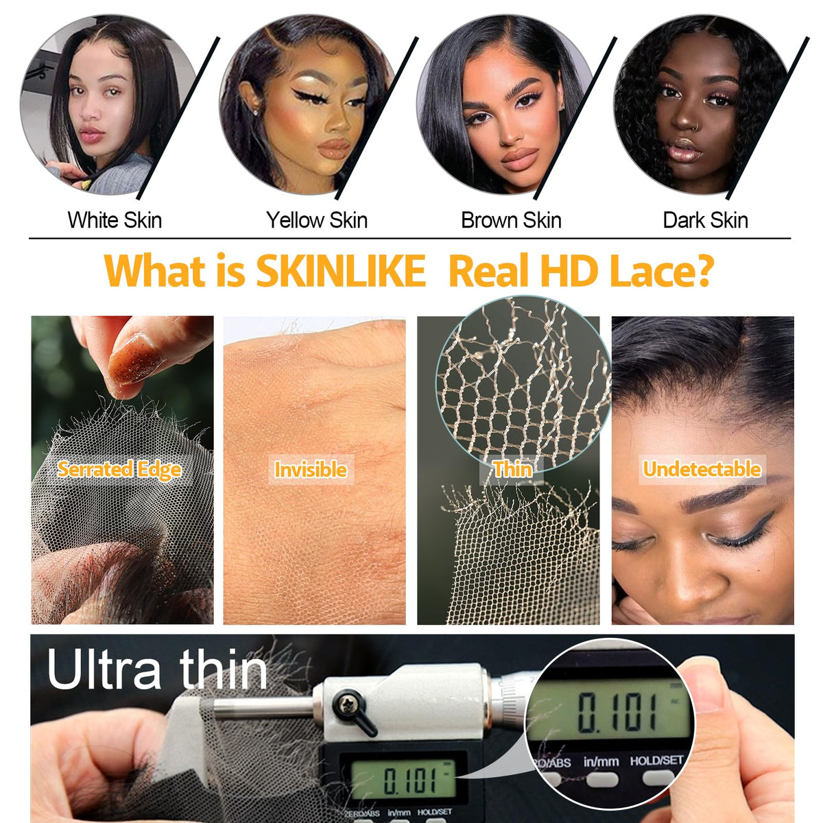 Beeos 2x6 lace closure with deep part offers versatile styling options.
