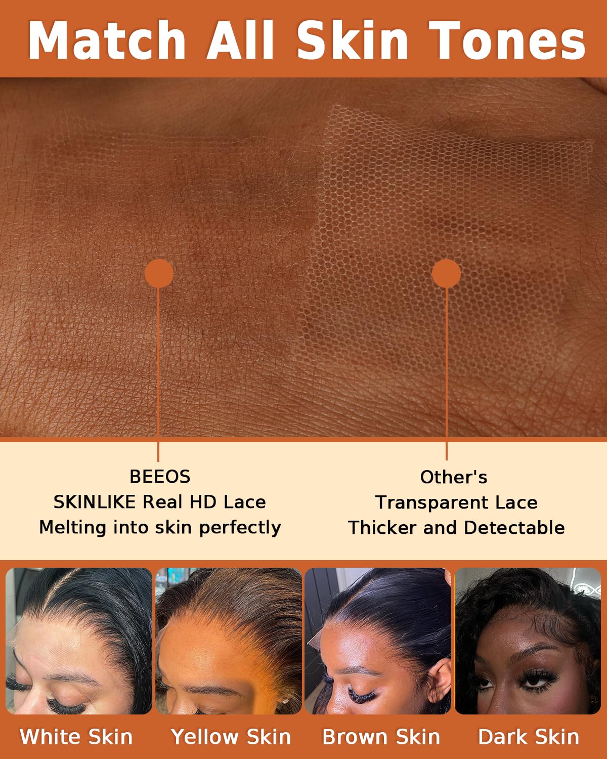 BEEOS pre-plucked natural hairline visible for a realistic growth look.