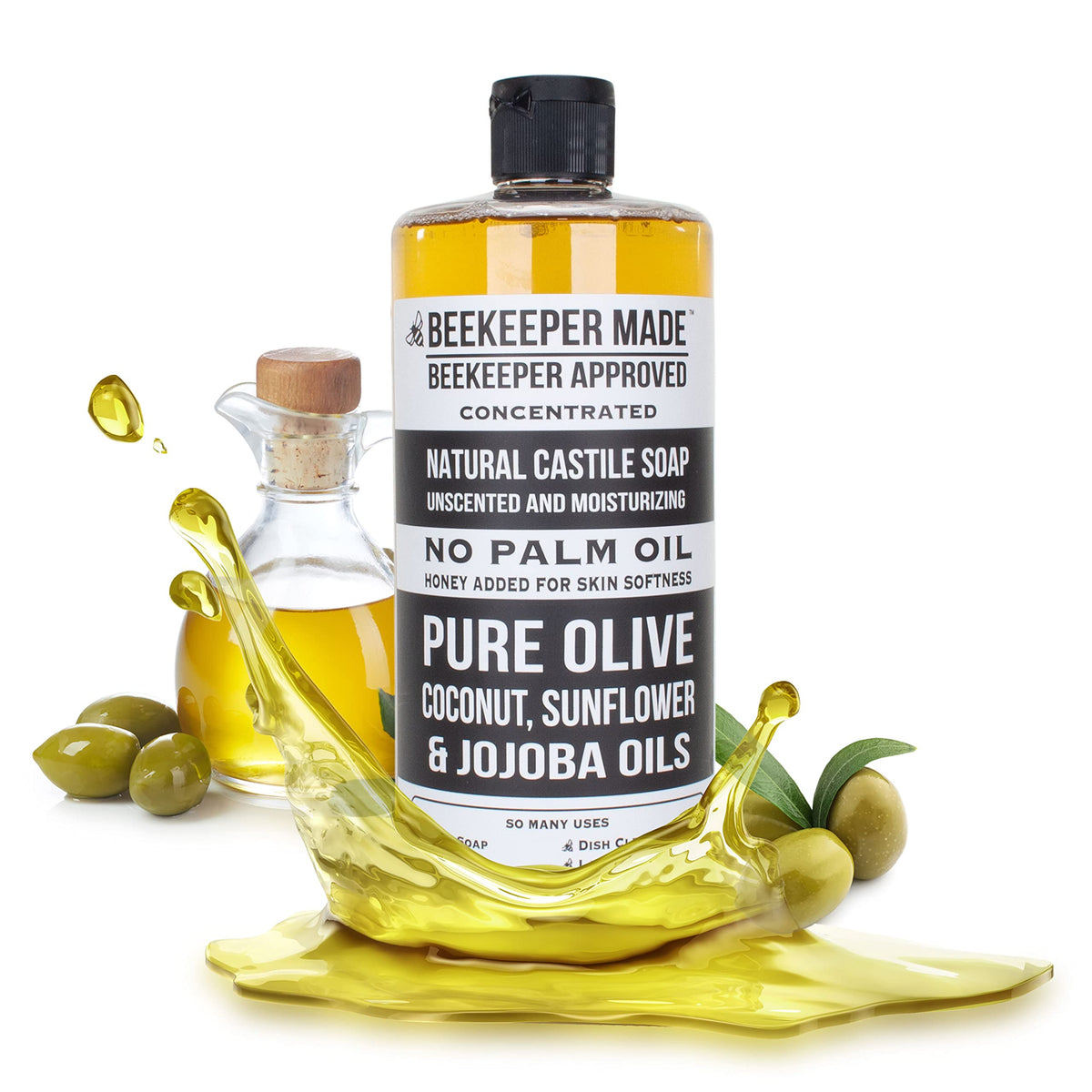 Beessential Castile Soap ingredients list showing eight components