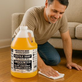 Beessential Castile Soap sensitive skin friendly cleansing in use