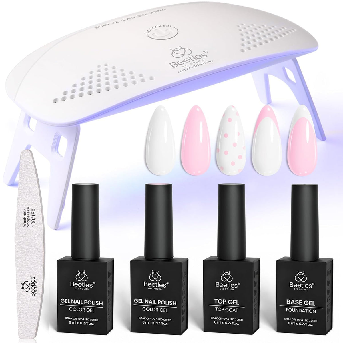 Beetles white-pink gel polish 8ml for classic, long-lasting color.