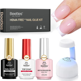 Beetles HEMA-free nail tips glue kit for safe at-home extensions