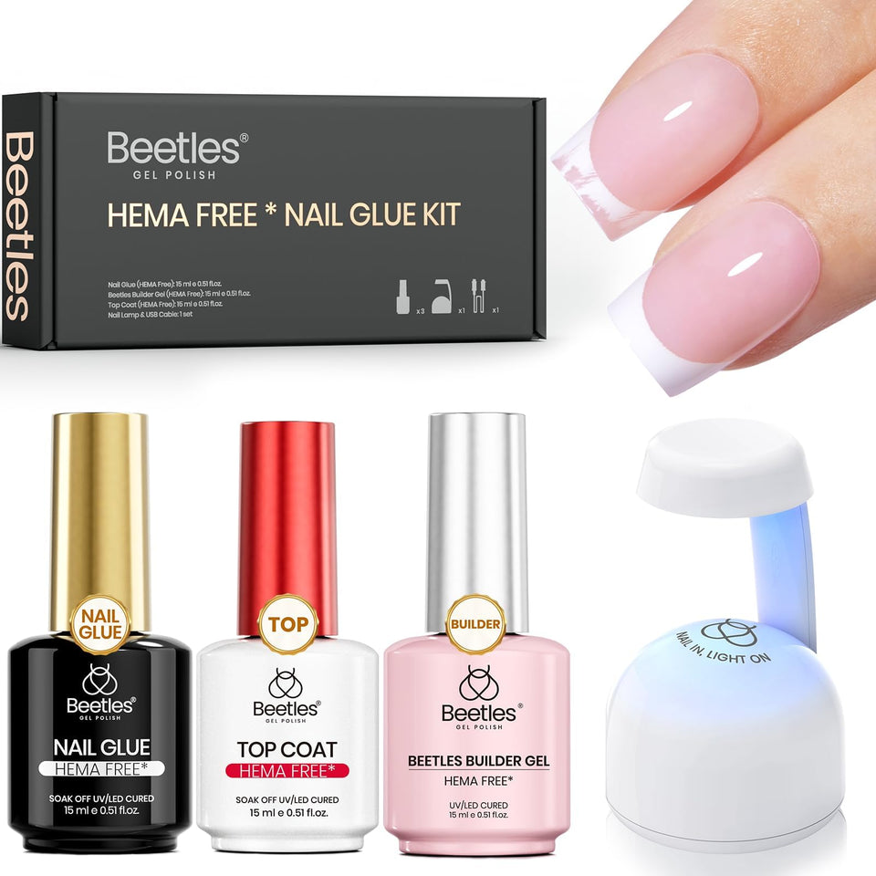 Beetles HEMA-free nail tips glue kit for safe at-home extensions