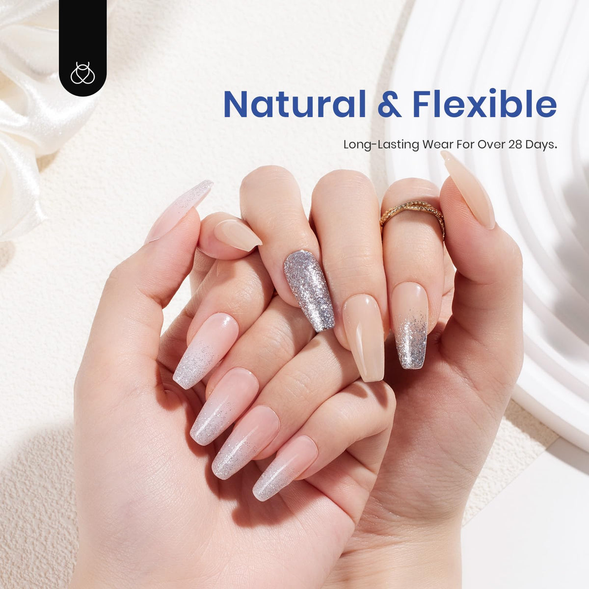 Beetles 5-in-1 Nail Glue Gel as base, bloom, rhinestone glue