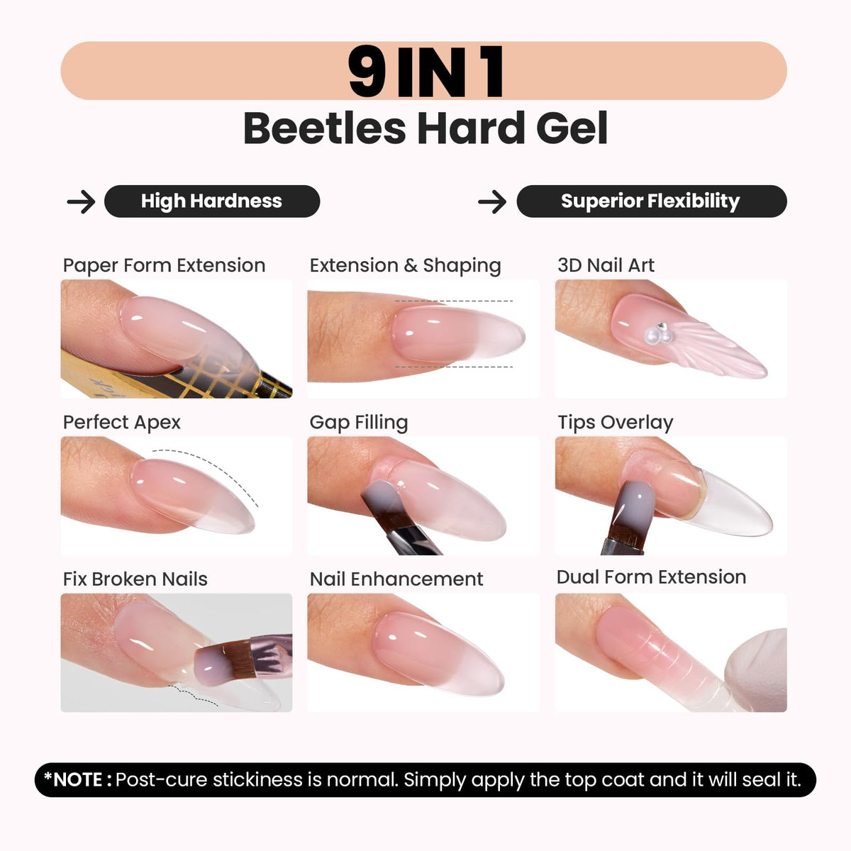 Beetles HEMA-free nail gel jar close-up emphasizes safer, cooler curing.