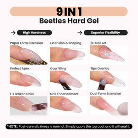 Beetles HEMA-free nail gel jar close-up emphasizes safer, cooler curing.