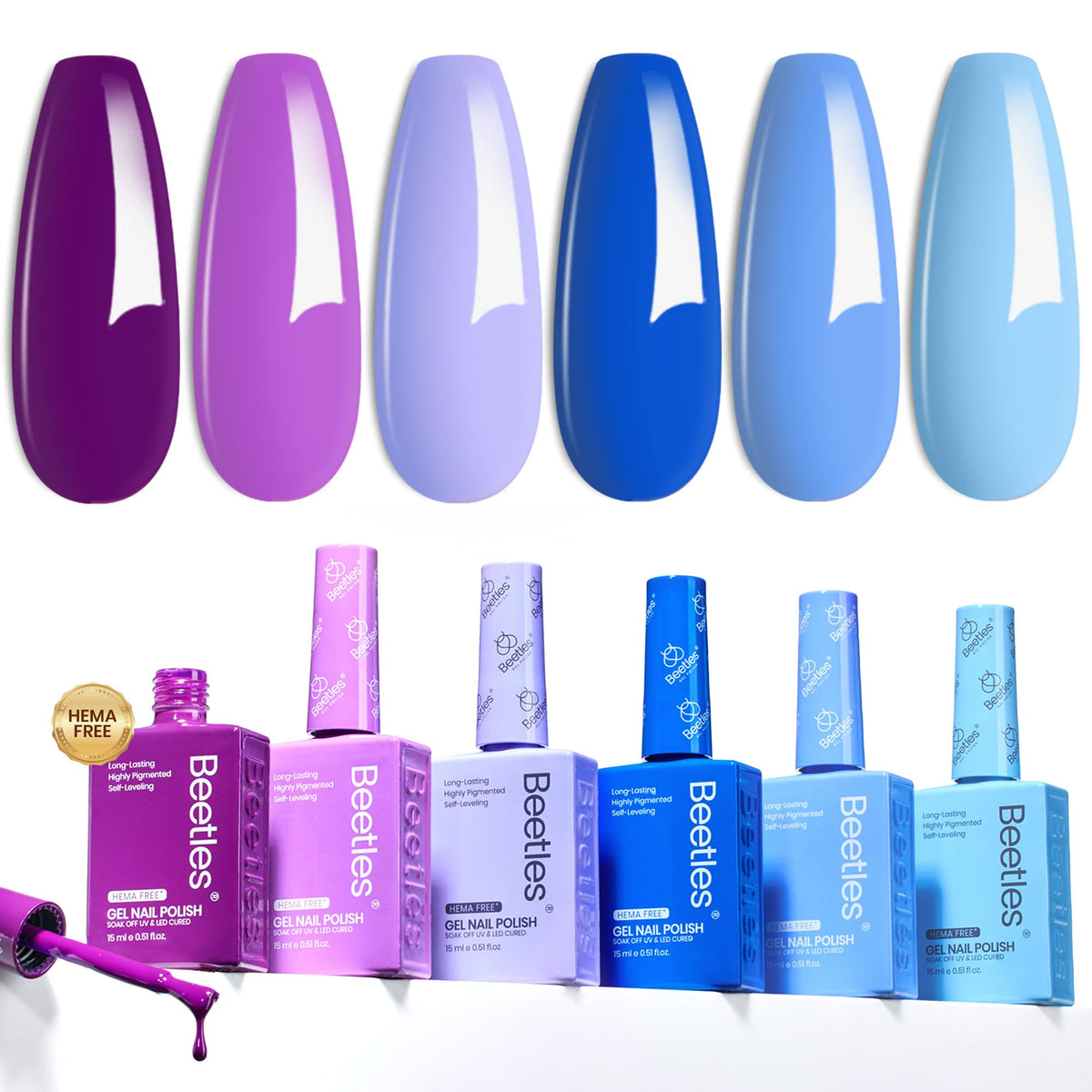 Beetles Baby Blue gel polish bottle ready for a glossy, long-lasting manicure.