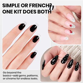 Beetles Twin Dialogue French tip demo for clean, chic style.