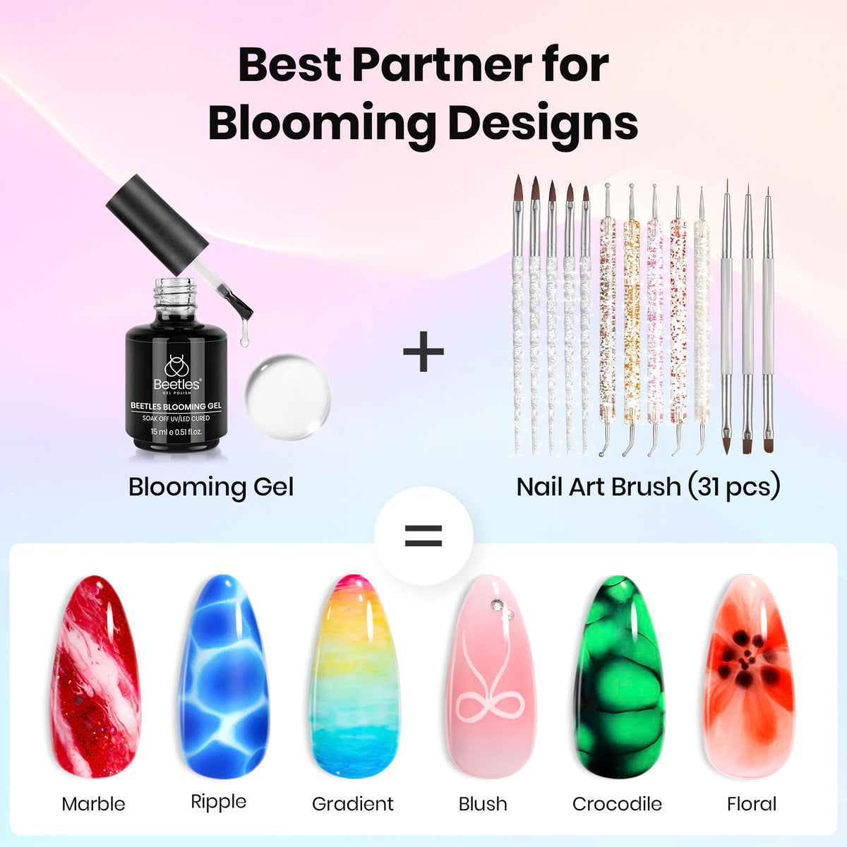 Beetles Blooming Gel 15ml enabling bloom effects for marbling and watercolor looks.