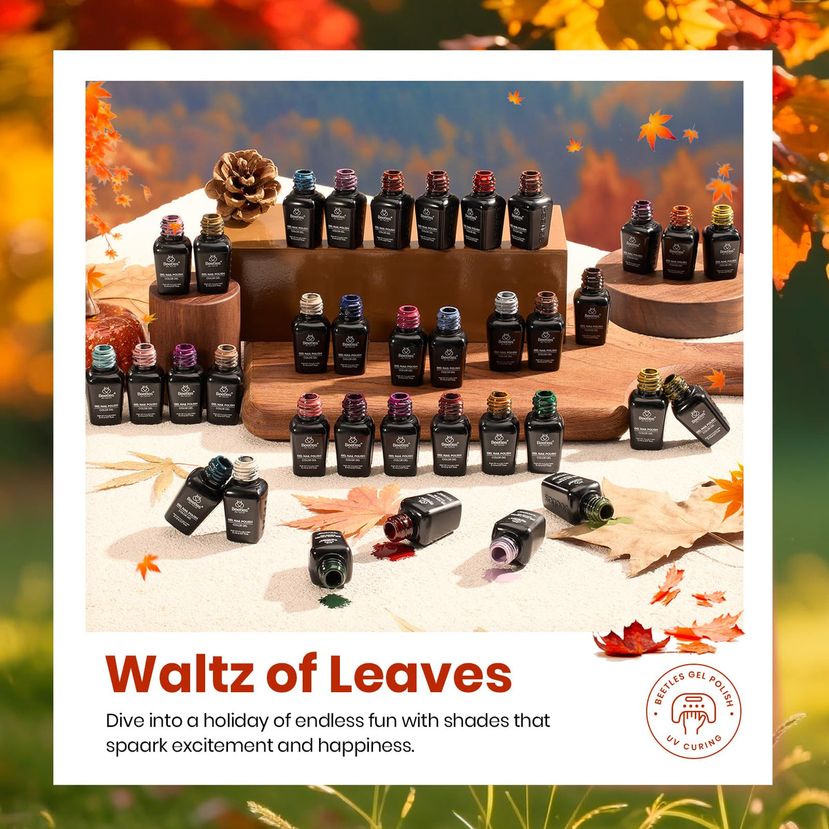 All 36 mini colors neatly arranged to simplify at-home manicure color selection.