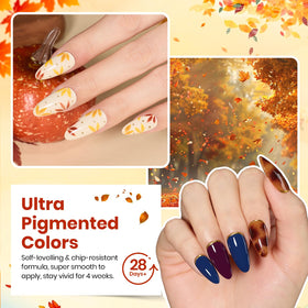 Close-up of top coat finishes offering glossy or glitter effects.