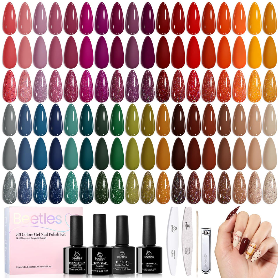 Beetles Brown Gel Polish Set Waltz Leaves bottle displays warm autumn hues for rich color.