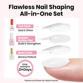 Beetles Builder Gel base coat drops illustrate strong adhesion for lasting wear