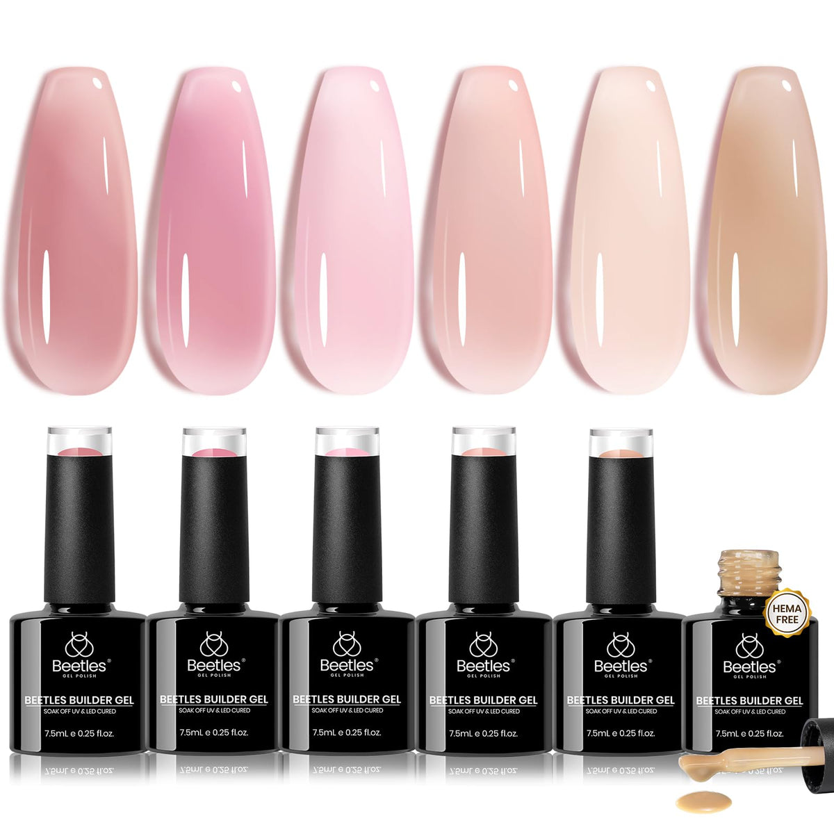 Beetles Builder Gel Peach Breeze six jelly colors for natural nude nails
