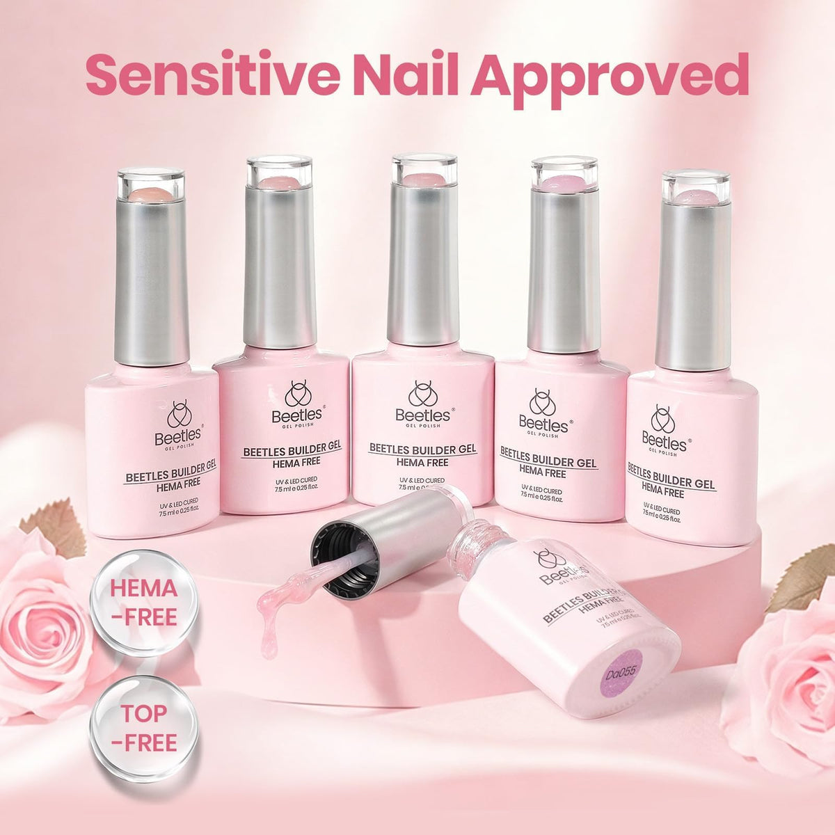 Beetles Builder Gel six-color set with nude, pink, glitter options