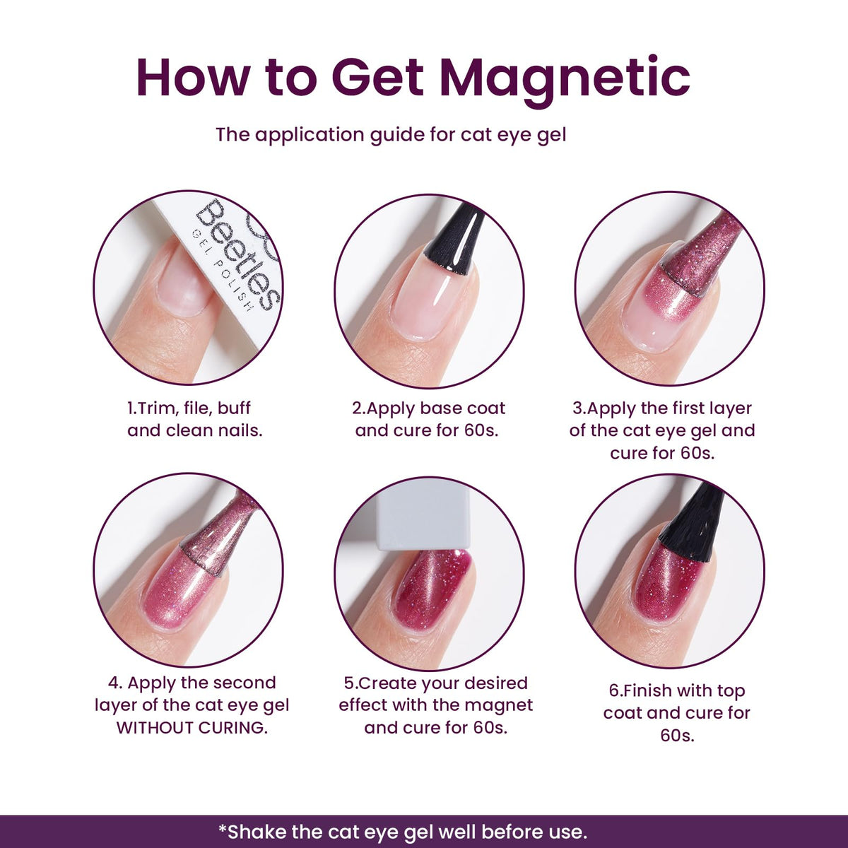 Beetles burgundy-lavender gel polish offers moody, stylish color pairing.