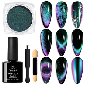 Beetles Cat Eye Chrome Nail Powder jar displays shimmering cat-eye effect for chic nails