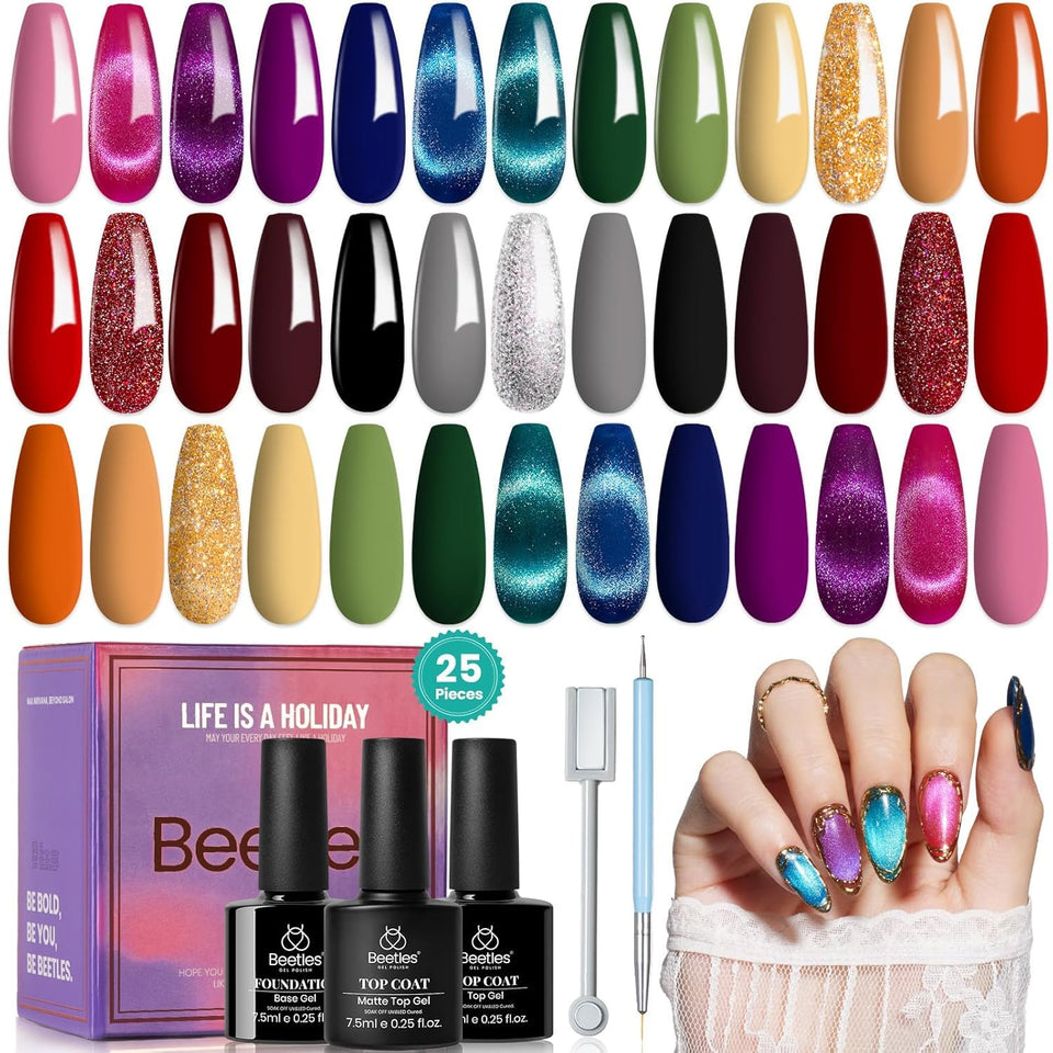 Beetles Cat Eye Gel Polish Set with 20 colors for vibrant nail art possibilities