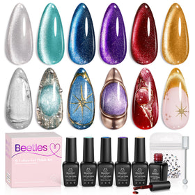 Beetles Cat Eye Gel Polish Set with six colors for versatile looks