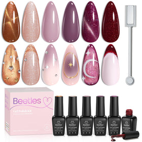 Beetles Cat Eye Gel Nail Polish Set with magnet for chic astro effects.