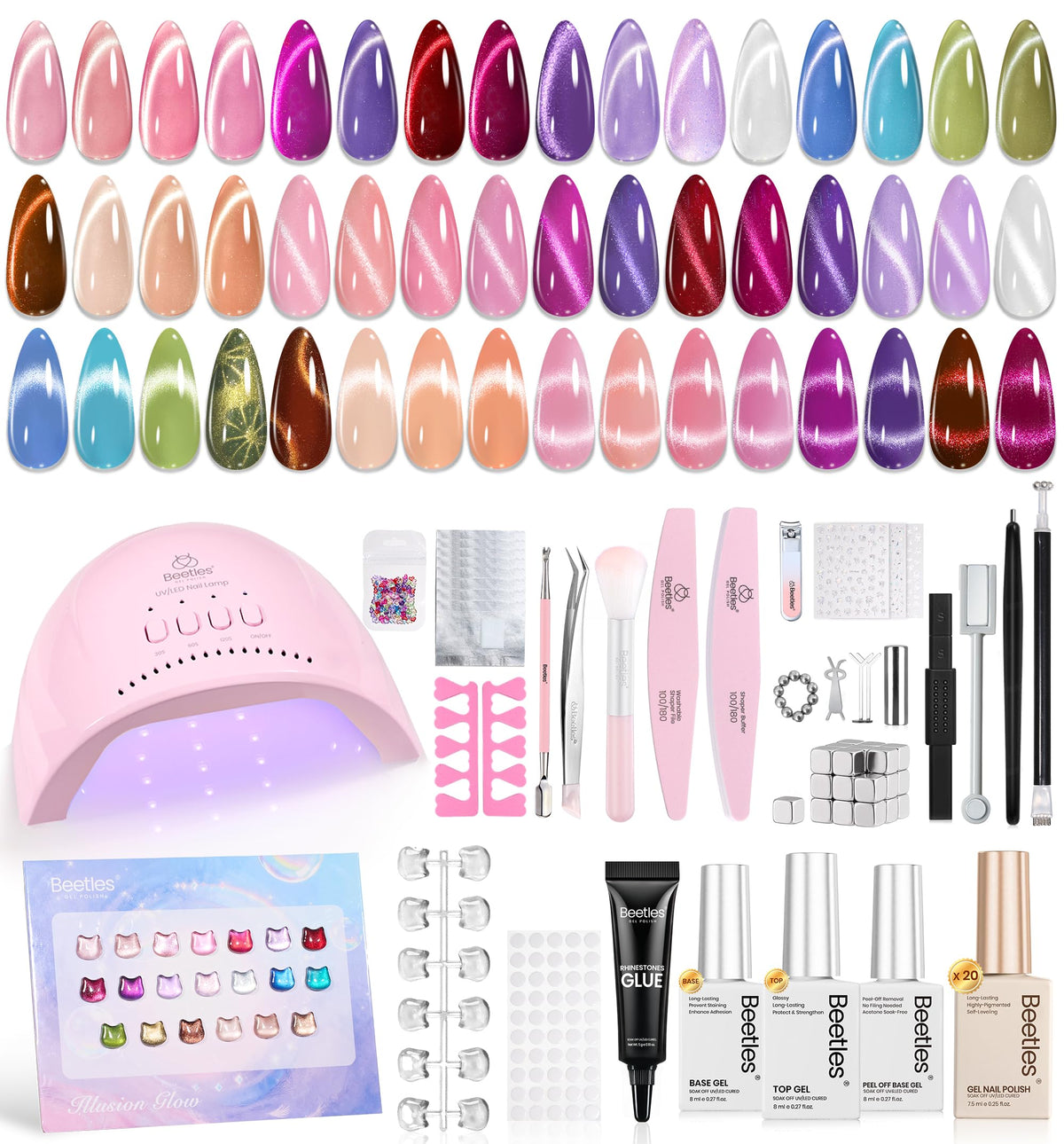 Beetles Cat Eye Gel Polish colors for chic nails at home with shimmering gradients