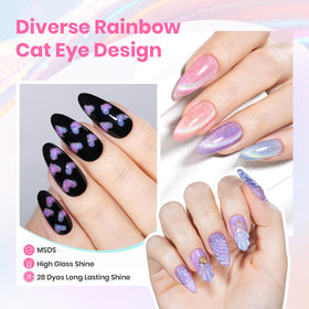 Beetles Cat Eye Rainbow Halo shows color-shift drama under light.