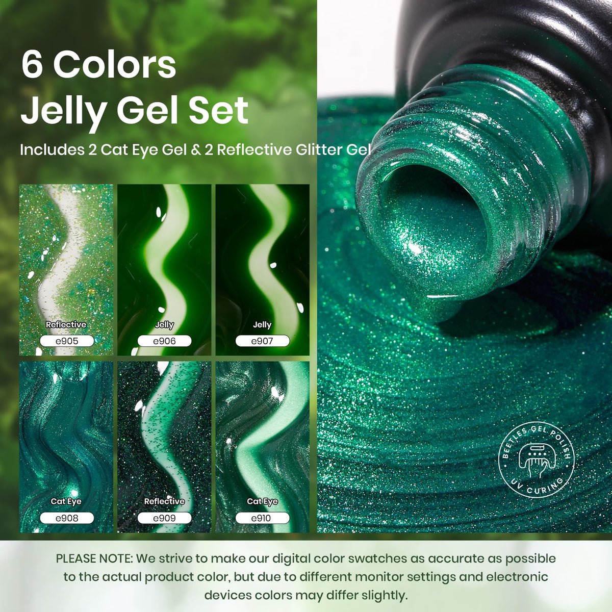 Beetles Cat Eye magnetic effect demonstrates dynamic, magnetic depth on gel nails