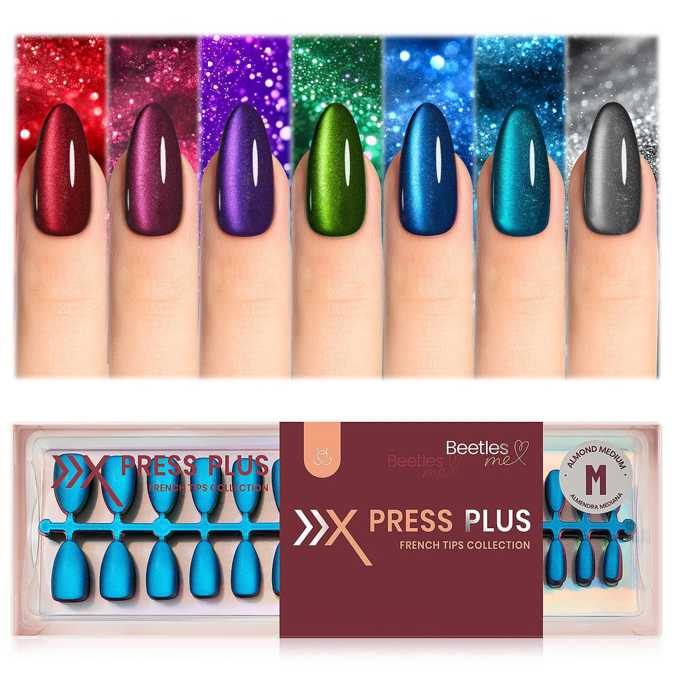 Beetles Cat Eye Press On Nails Enchanted Aurora display shimmering cat-eye glow for quick at-home wear