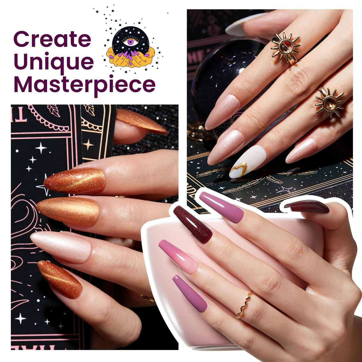 Beetles champagne gold gel polish adds luminous luxury to nails.