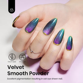 Beetles Chrome Mirror Nail Swatch shows reflective texture and color shifts