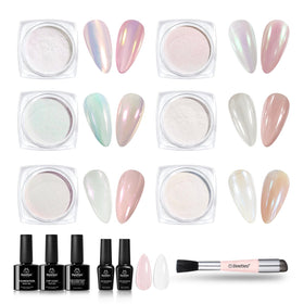Beetles Chrome Nail Powder Aurora Pearl kit six colors for radiant mirror-like nails
