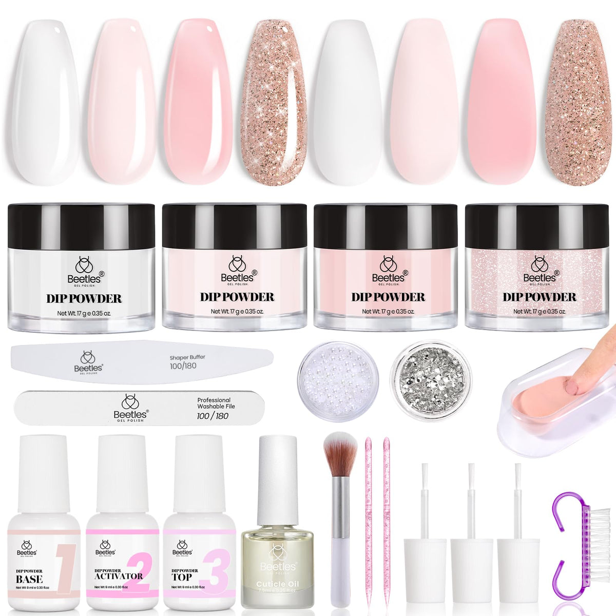 Beetles Dip Powder nude shade for natural-looking nails and chic everyday wear.