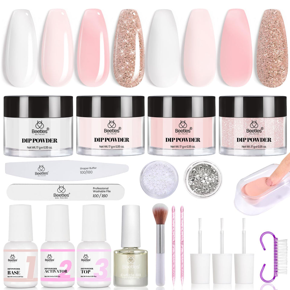 Beetles Dip Powder nude shade for natural-looking nails and chic everyday wear.